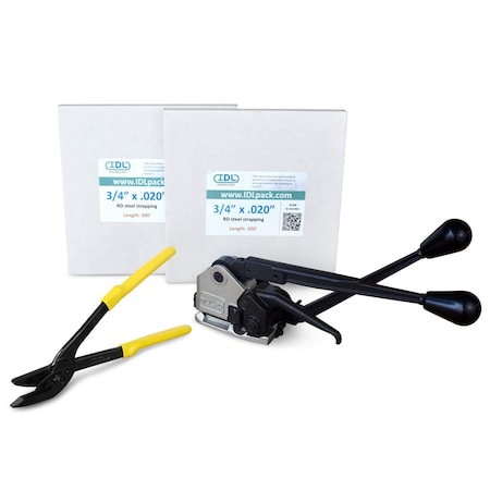 Idl Packaging 3/4" Steel Strapping Kit, 500 Ft. Sealless Combination Tool U.SSK.34.500